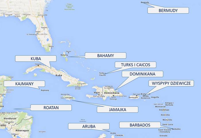 Mapa Karaibów