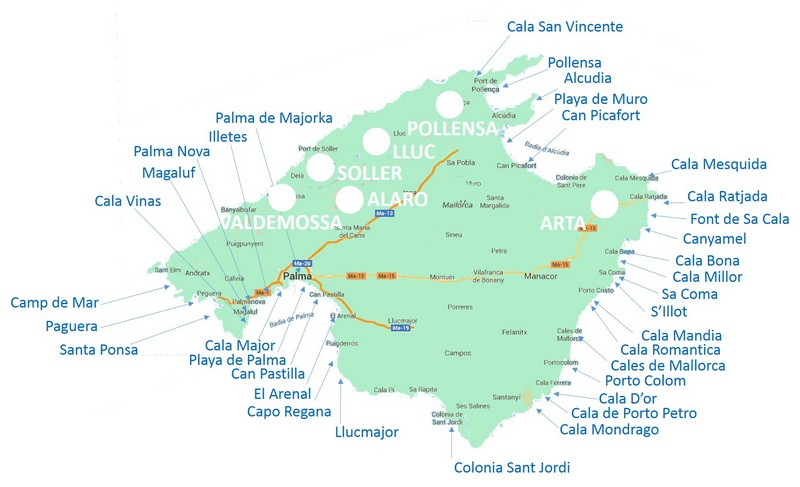 Mapa Majorki